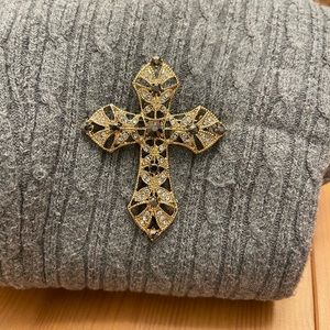 Beautiful studded gold Cross Pin